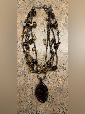 Chico's multi-strand tribal style art bead necklace